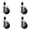 Service Caster 4'' SS Maroon Poly Swivel 1-1/2'' Expanding Stem Caster Set with Brake, 4PK SCC-SSEX20S414-PPUB-MRN-TLB-112-4 - alternate 1
